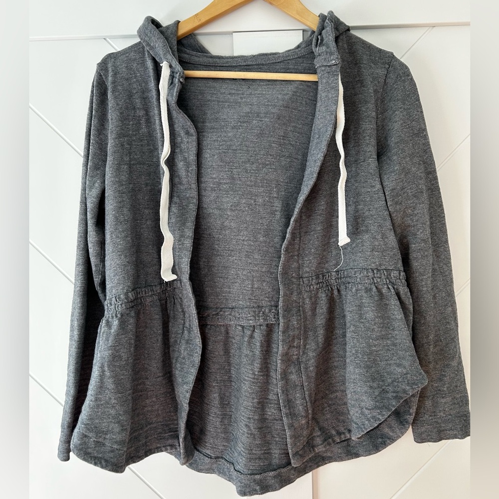 Loft Gray Hooded Cardigan Sweater